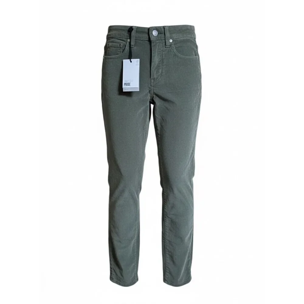 NWT PAIGE Women’s Hoxton Slim Green Corduroy Denim Ankle Jeans Pants - Size 23